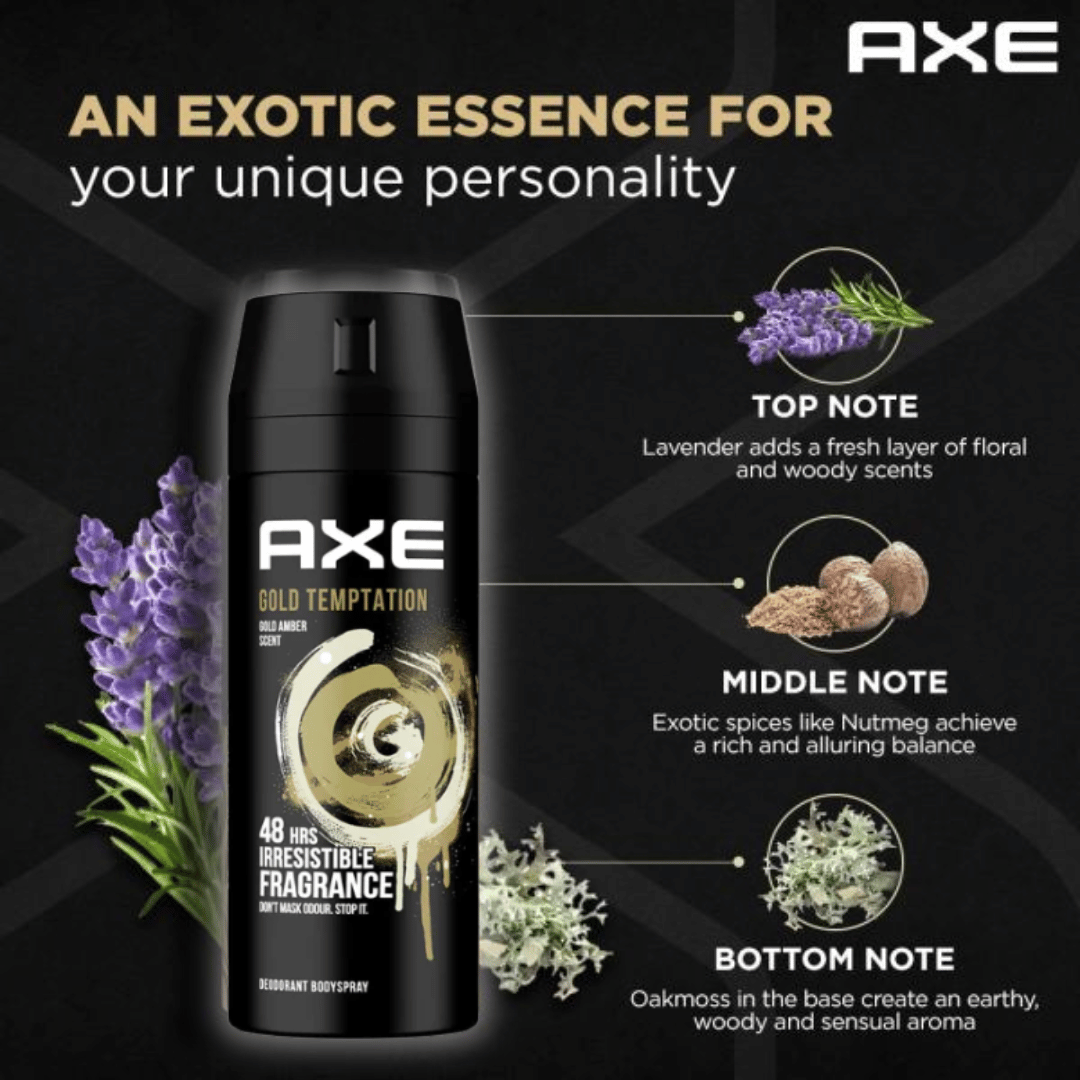 AXE Gold Temptation 48H Body Spray 150ml Long-Lasting Fragrance for Men
