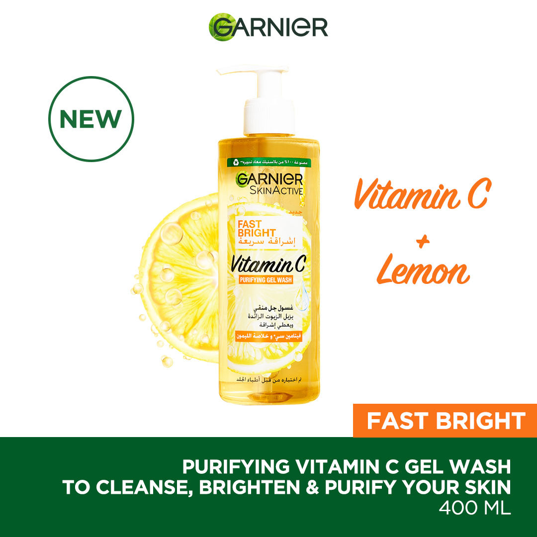 Garnier Fast Bright Wash with Vitamin C 400ml for Radiant Skin