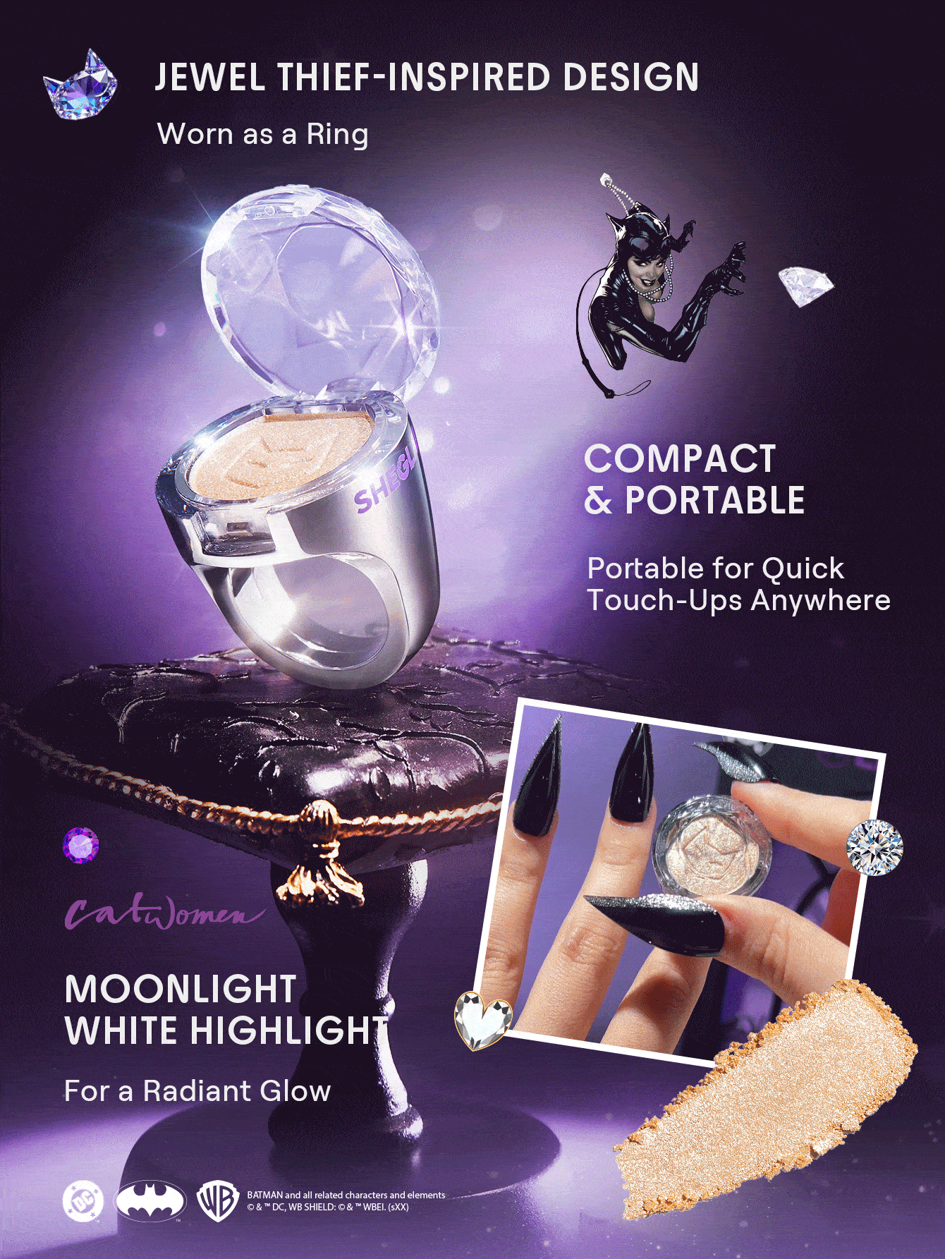 SHEGLAM CATWOMAN Jewel Thief Highlighter Ring Gem-Like Glow