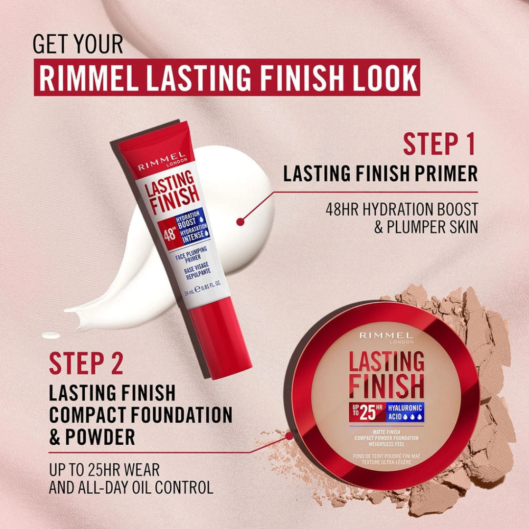 Rimmel Lasting Finish Primer Hydra Boost: 48HR Hydration, Smooth Base, Flawless Wear